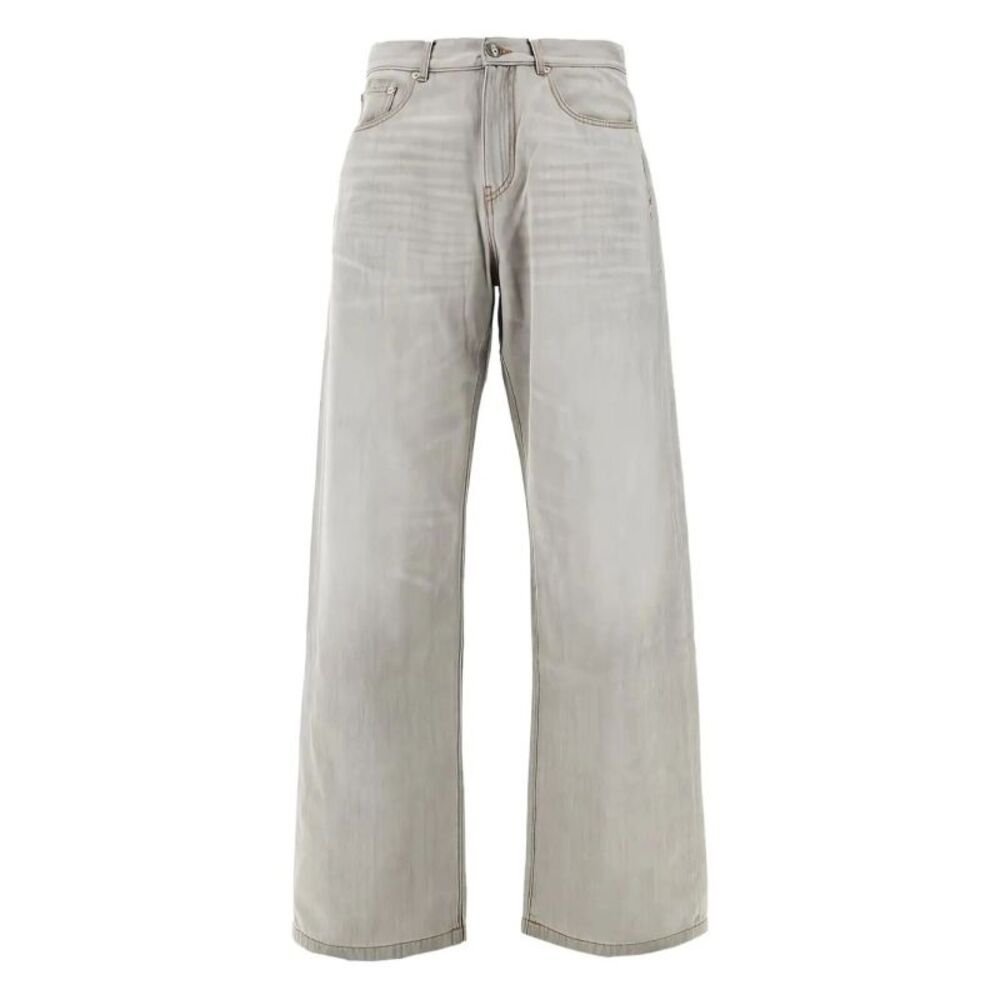 Palm Angels Men `Curved Logo` Loose Jeans